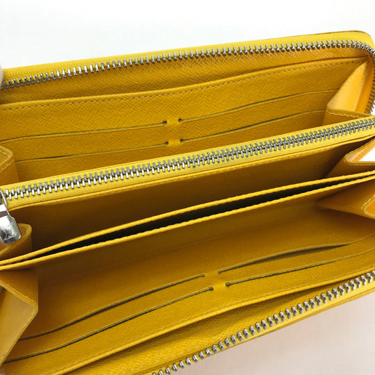 LOUIS VUITTON Long Wallet Purse Epi Leather yellow Epi Zippy wallet Women Used Authentic