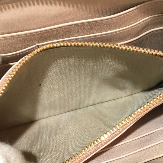 PRADA Long Wallet Purse 1M0506 leather beige Women Used Authentic