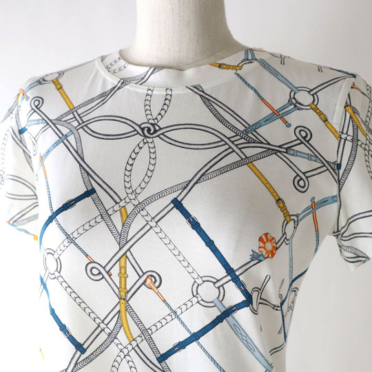 HERMES Short sleeve T-shirt cotton multicolor PARCOURS SANS FAUTE PERFECT COURSE 36