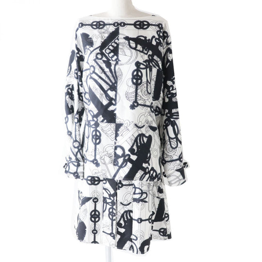 HERMES setup silk Black x white<br> Cliquetis Tattoo Aquarelle