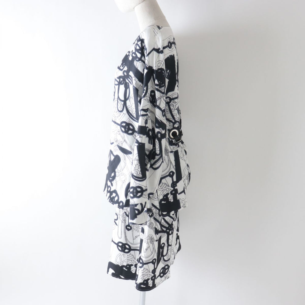 HERMES setup silk Black x white<br> Cliquetis Tattoo Aquarelle