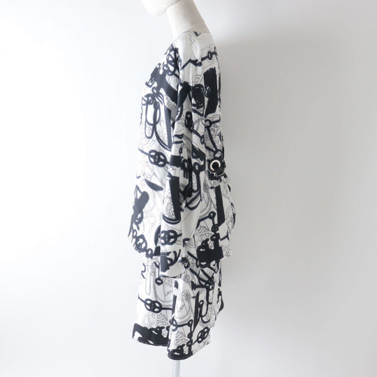 HERMES setup silk Black x white<br> Cliquetis Tattoo Aquarelle