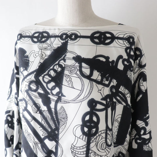 HERMES setup silk Black x white<br> Cliquetis Tattoo Aquarelle