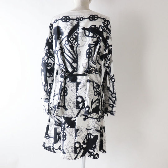 HERMES setup silk Black x white<br>Cliquetis Tattoo Aquarelle 34