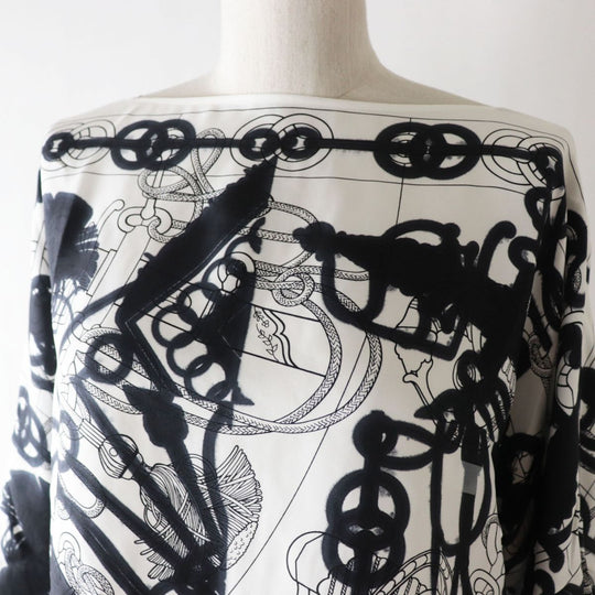 HERMES setup silk Black x white<br>Cliquetis Tattoo Aquarelle 34