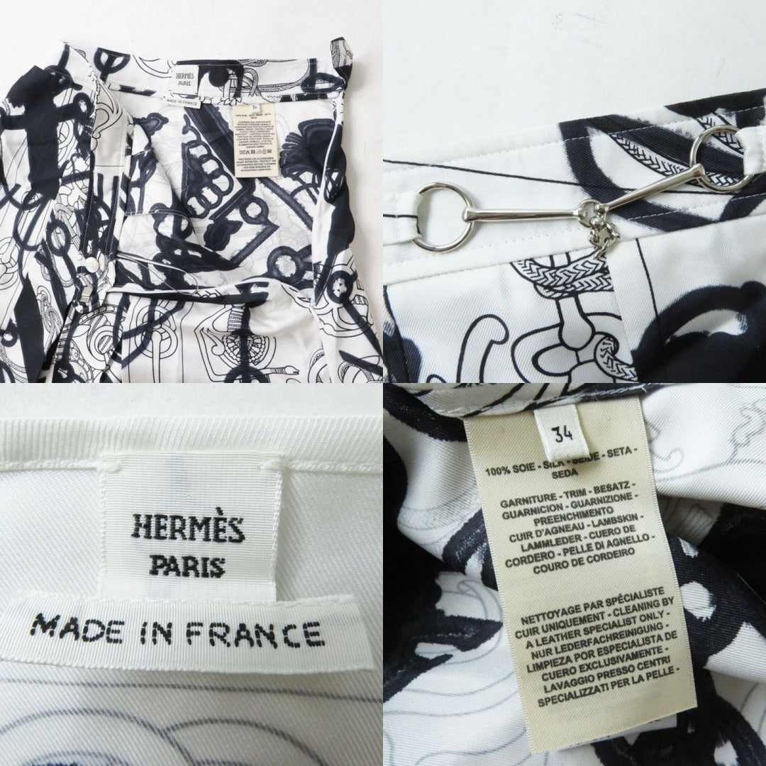 HERMES setup silk Black x white<br>Cliquetis Tattoo Aquarelle 34