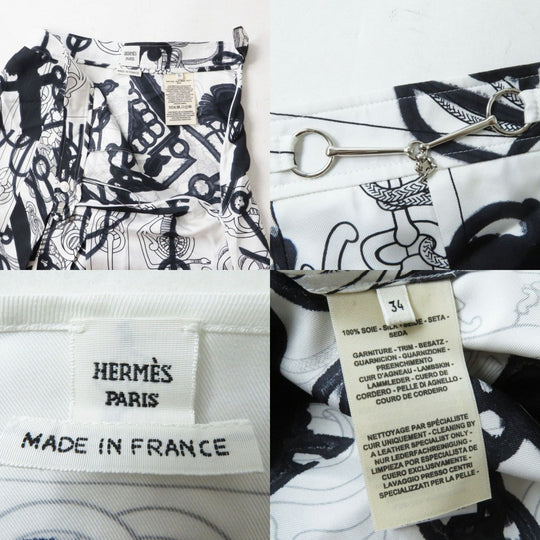 HERMES setup silk Black x white<br>Cliquetis Tattoo Aquarelle 34