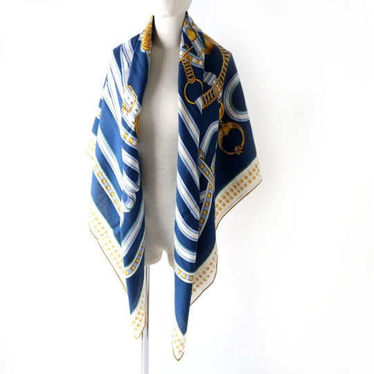 HERMES Stall cashmere Blue type Multi