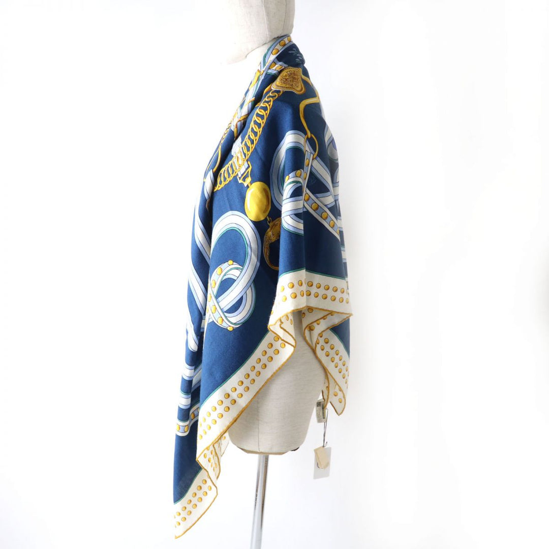 HERMES Stall cashmere Blue type Multi