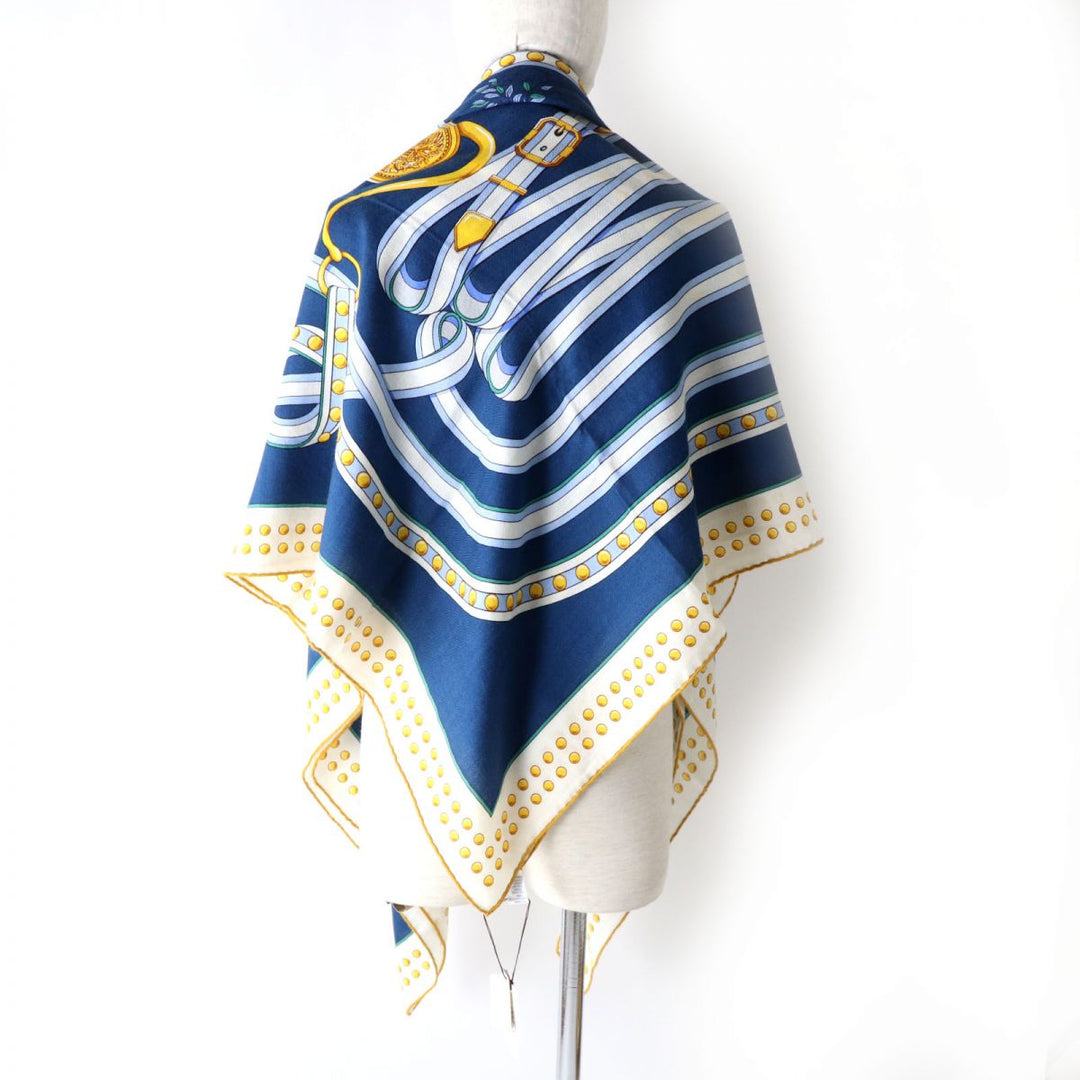 HERMES Stall cashmere Blue type Multi