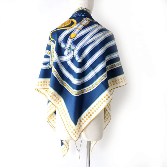 HERMES Stall cashmere Blue type Multi