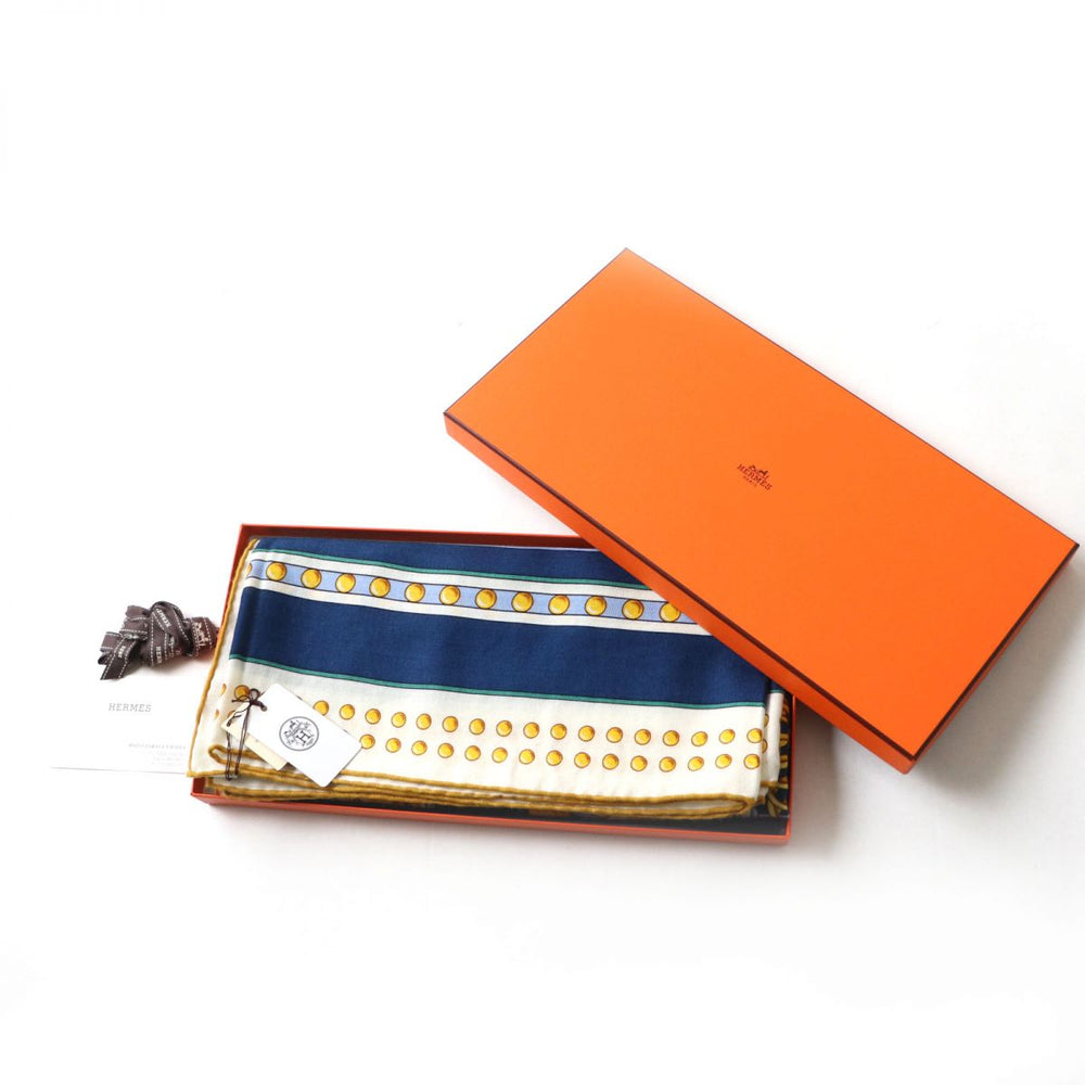 HERMES Stall cashmere Blue type Multi