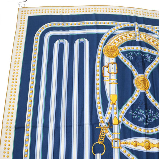 HERMES Stall cashmere Blue type Multi