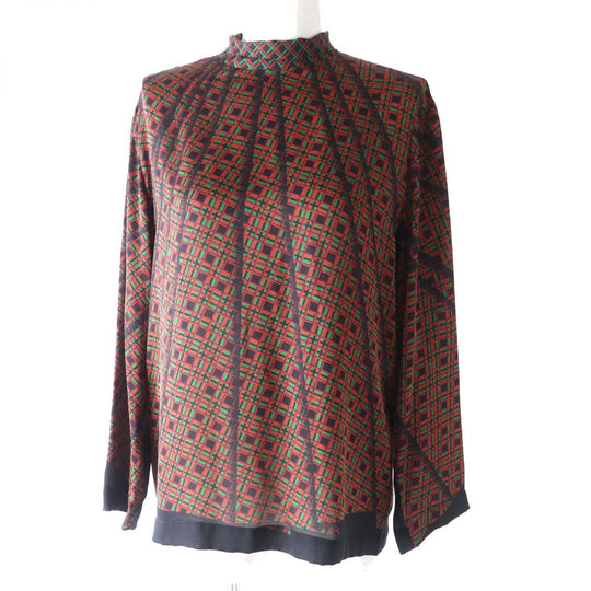 HERMES blouse silk Multi<br>Total pattern print 38