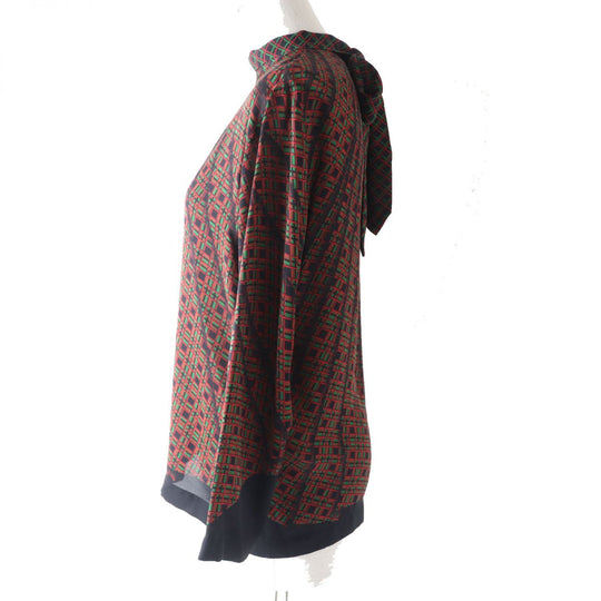 HERMES blouse silk Multi<br>Total pattern print 38
