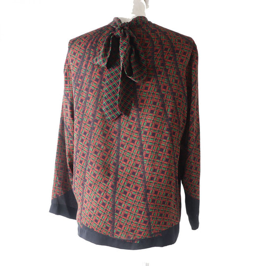 HERMES blouse silk Multi<br>Total pattern print 38