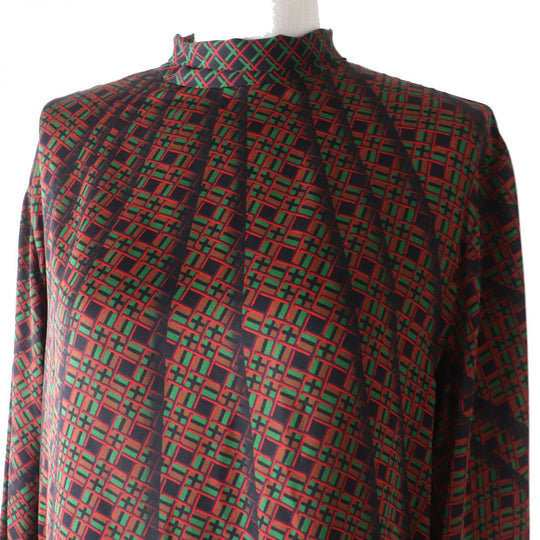HERMES blouse silk Multi<br>Total pattern print 38