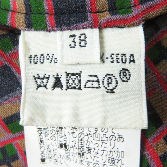 HERMES blouse silk Multi<br>Total pattern print 38