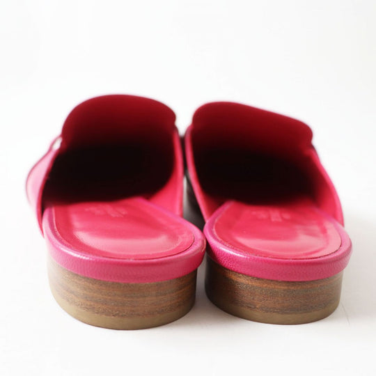 HERMES Mule leather Fran Boise SilverMetal 37 1/2