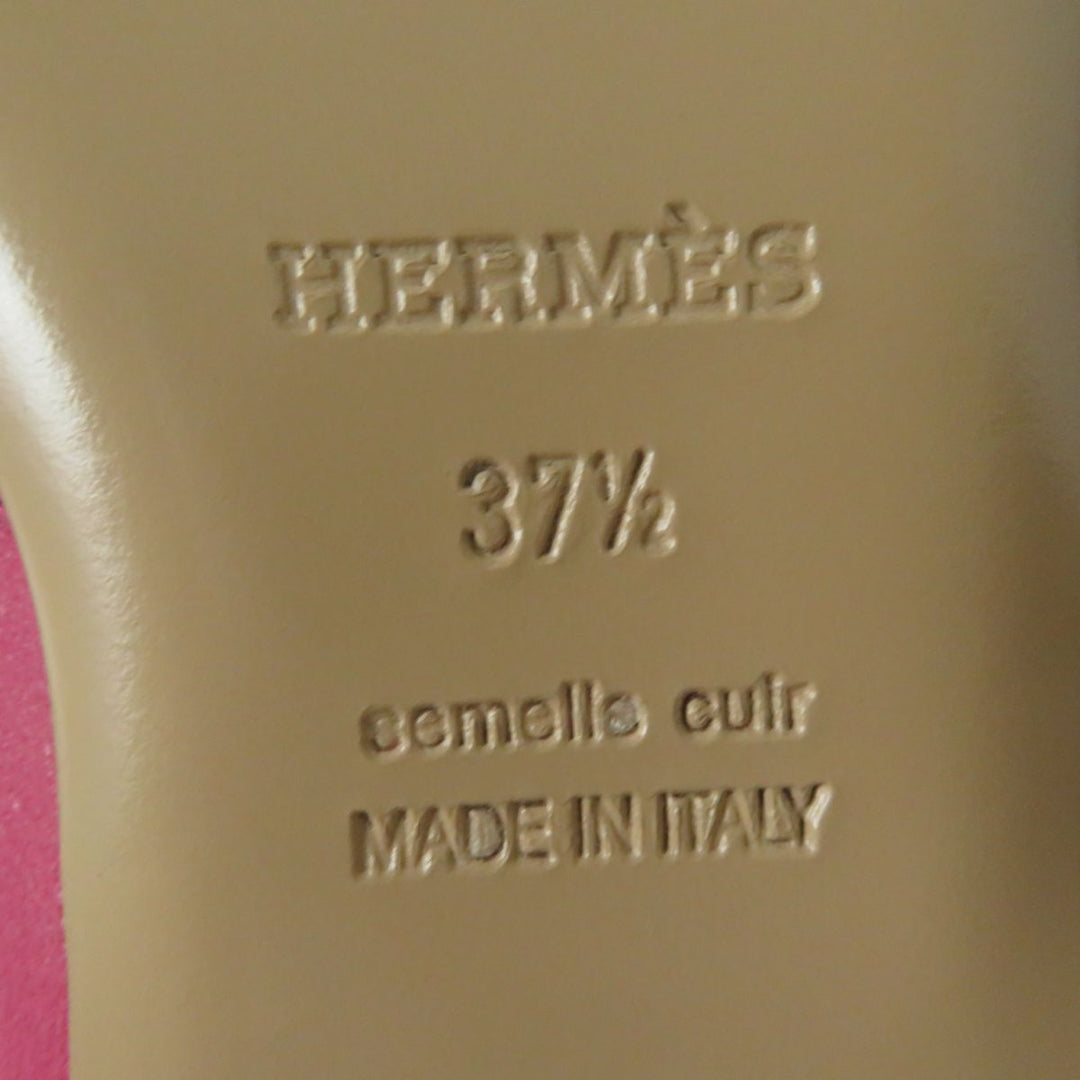 HERMES Mule leather Fran Boise SilverMetal 37 1/2