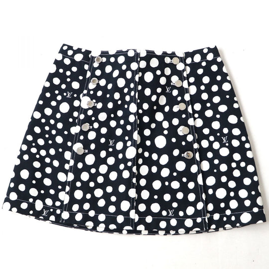 LOUIS VUITTON skirt cotton Dark navy x white<br>infinity dot 38