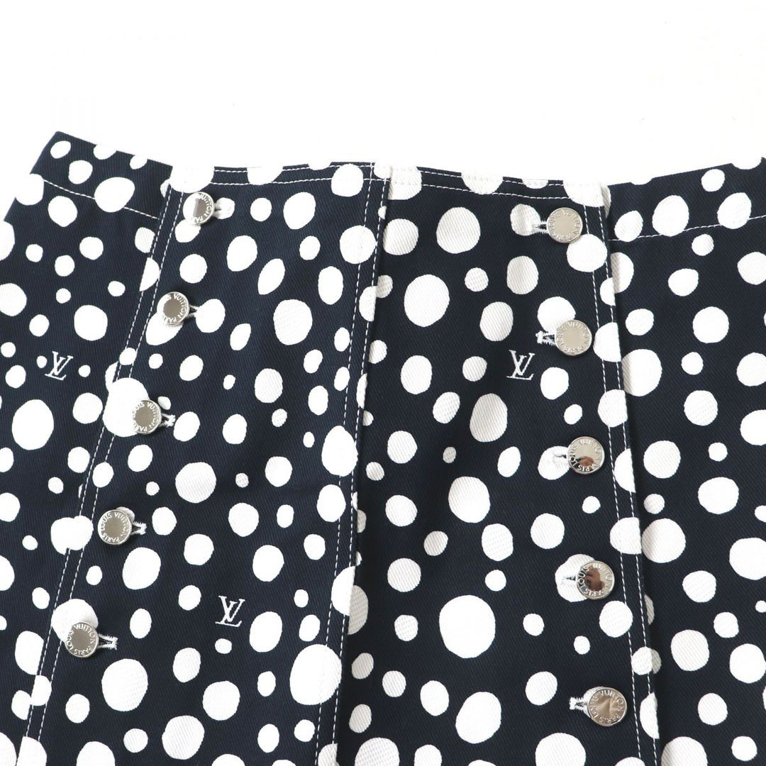 LOUIS VUITTON skirt cotton Dark navy x white<br>infinity dot 38