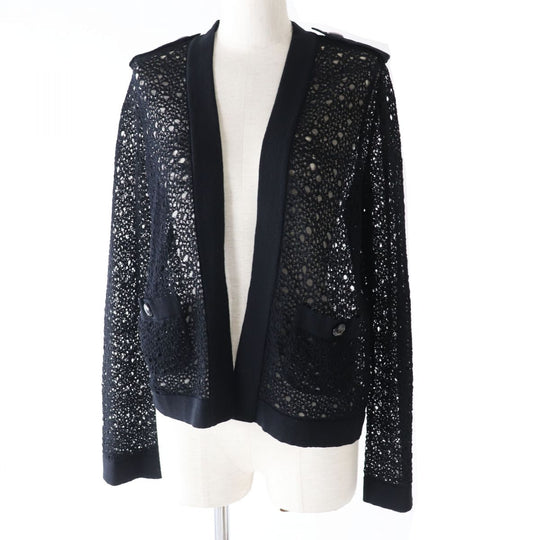 CHANEL cardigan cotton black 38
