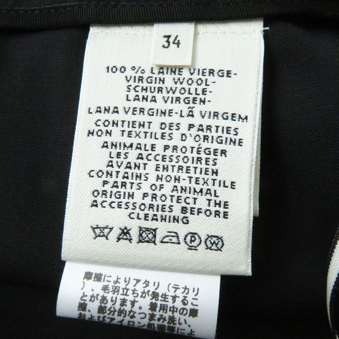 HERMES skirt wool Black x Silver Metal 34