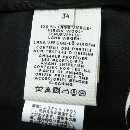 HERMES skirt wool Black x Silver Metal 34