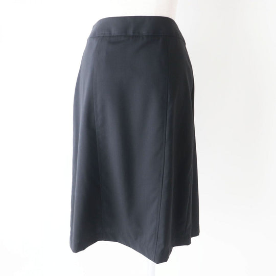 HERMES skirt wool Black x Silver Metal 34