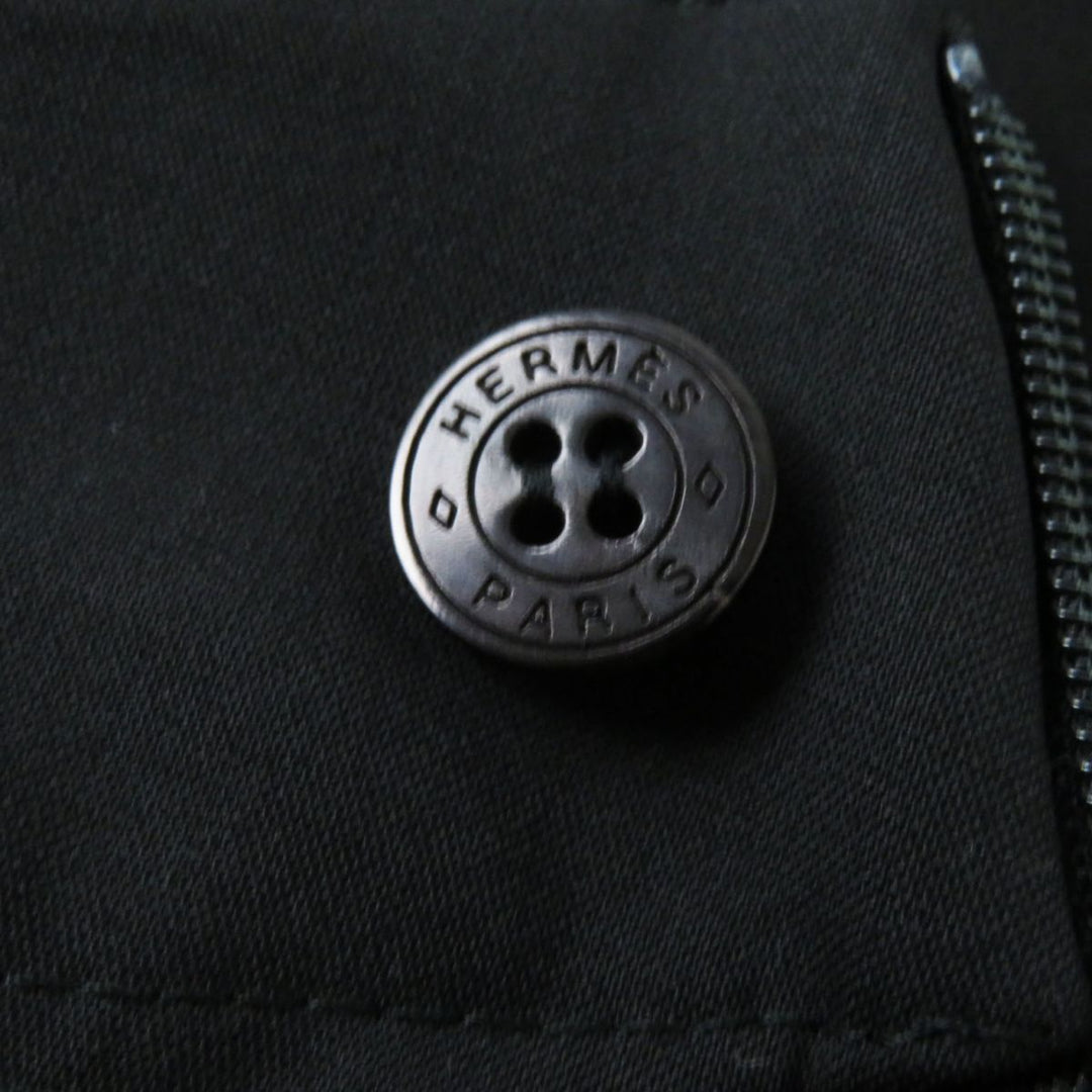 HERMES skirt wool Black x Silver Metal 34