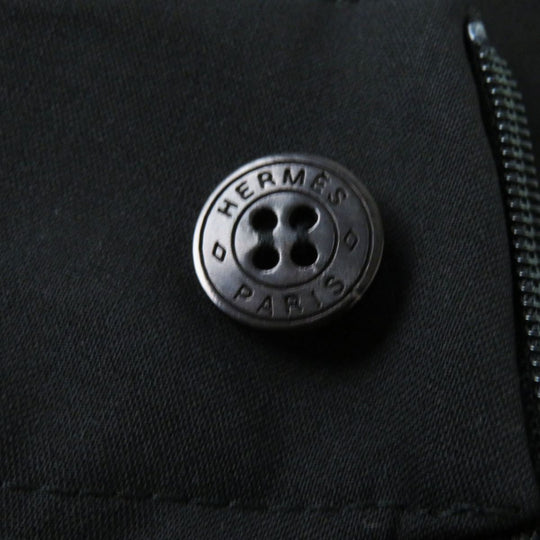 HERMES skirt wool Black x Silver Metal 34