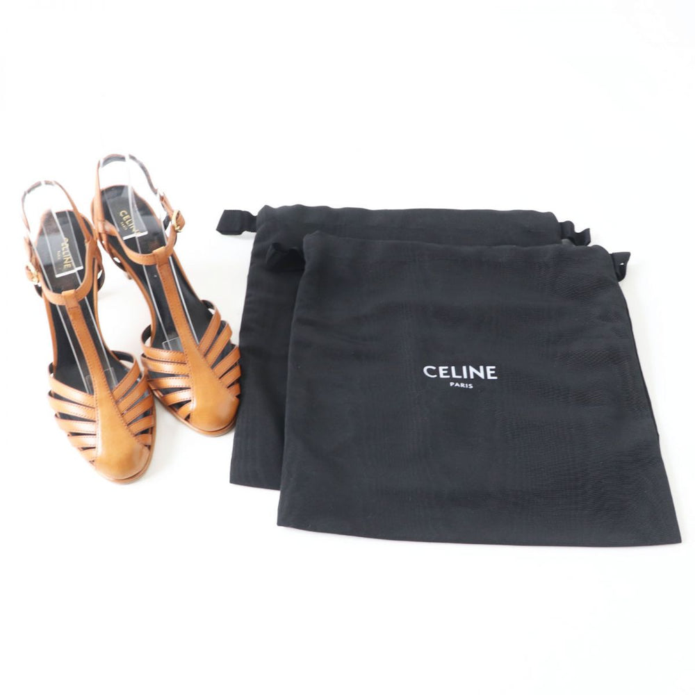 CELINE Sandals leather Camel 35.5