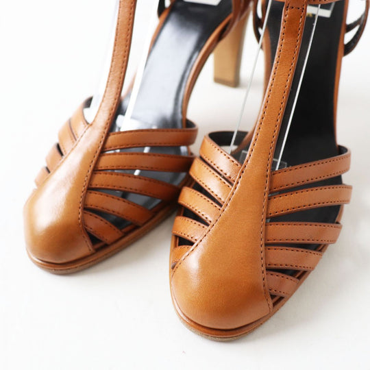 CELINE Sandals leather Camel 35.5