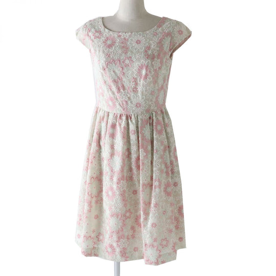 TOCCA one piece polyester Pink x White x Mint Floral Embroidery