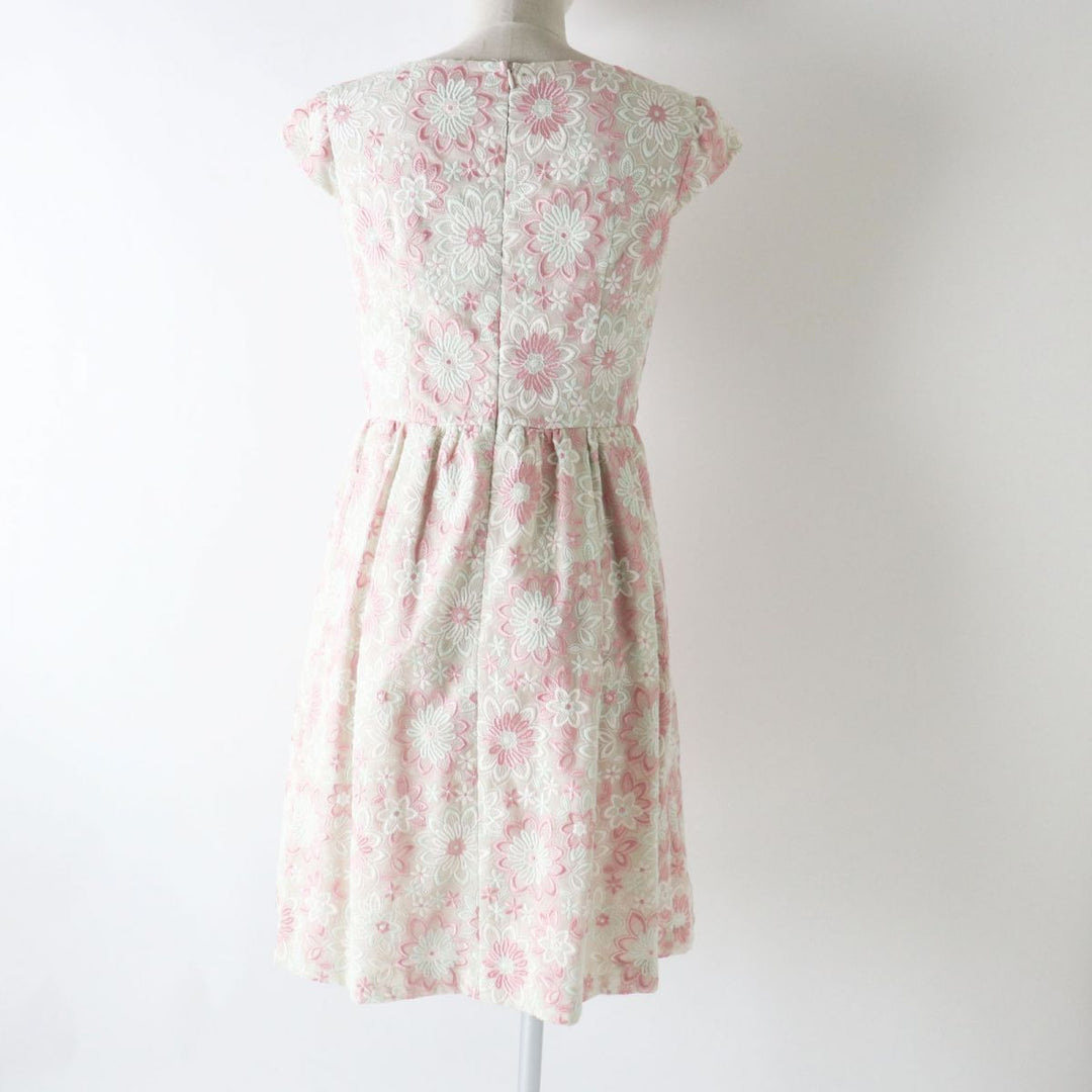 TOCCA one piece polyester Pink x White x Mint Floral Embroidery