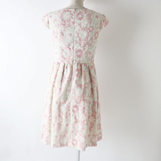 TOCCA one piece polyester Pink x White x Mint Floral Embroidery