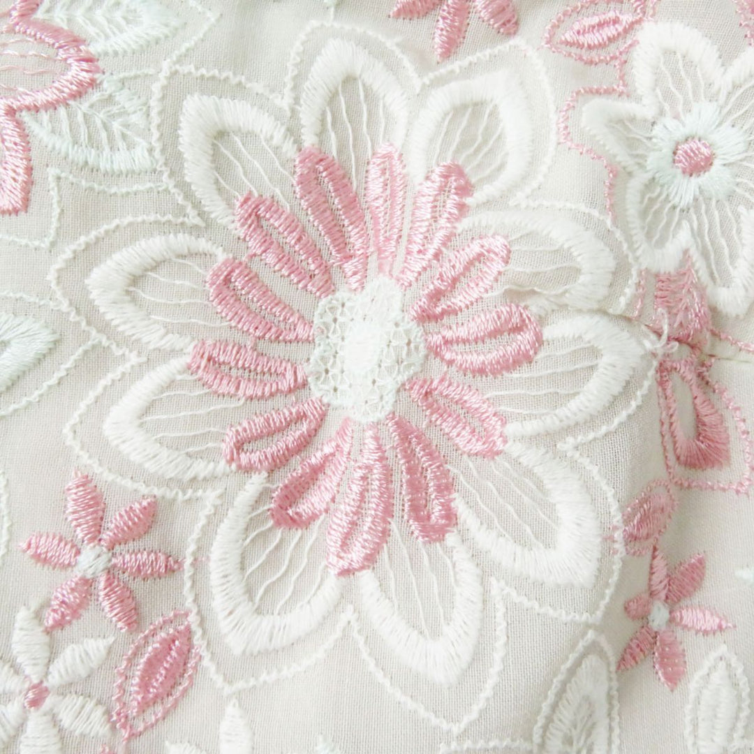 TOCCA one piece polyester Pink x White x Mint Floral Embroidery
