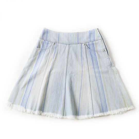 CHANEL skirt cotton Light blue x multi stripe pattern 34