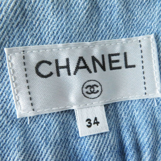 CHANEL skirt cotton Light blue x multi stripe pattern 34