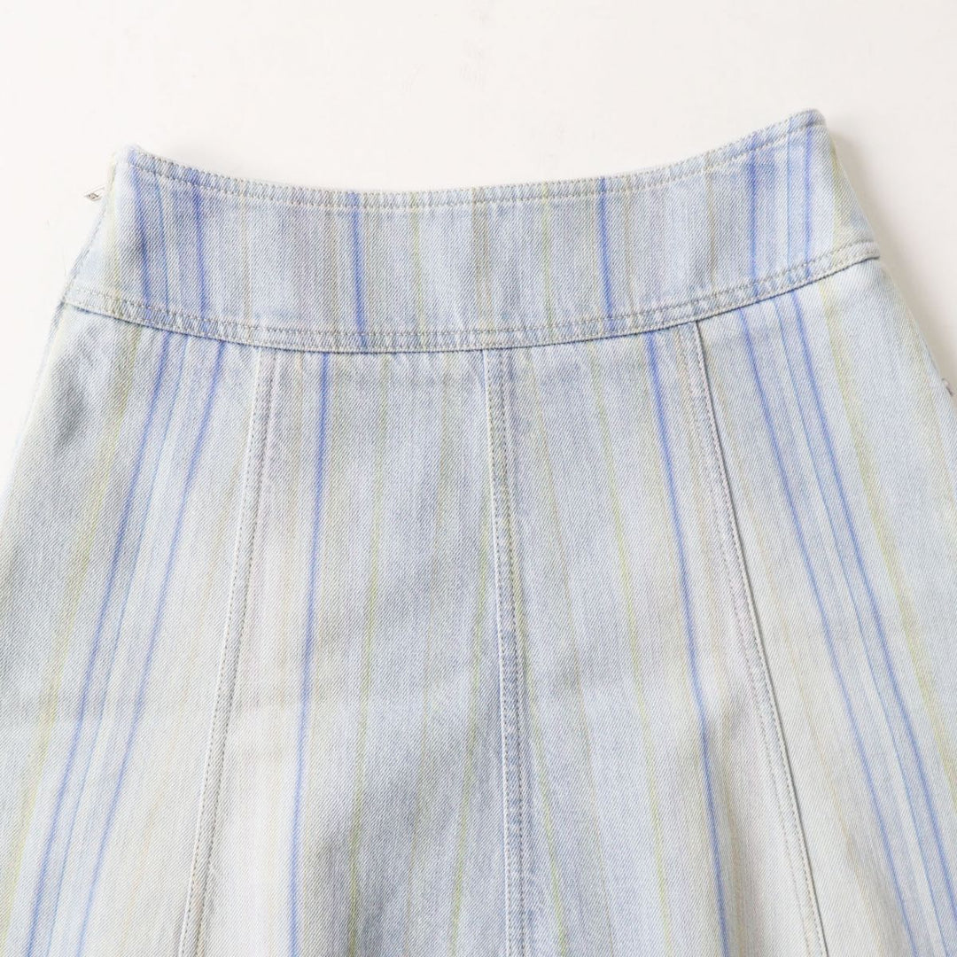 CHANEL skirt cotton Light blue x multi stripe pattern 34