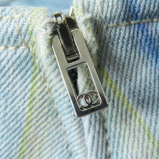 CHANEL skirt cotton Light blue x multi stripe pattern 34