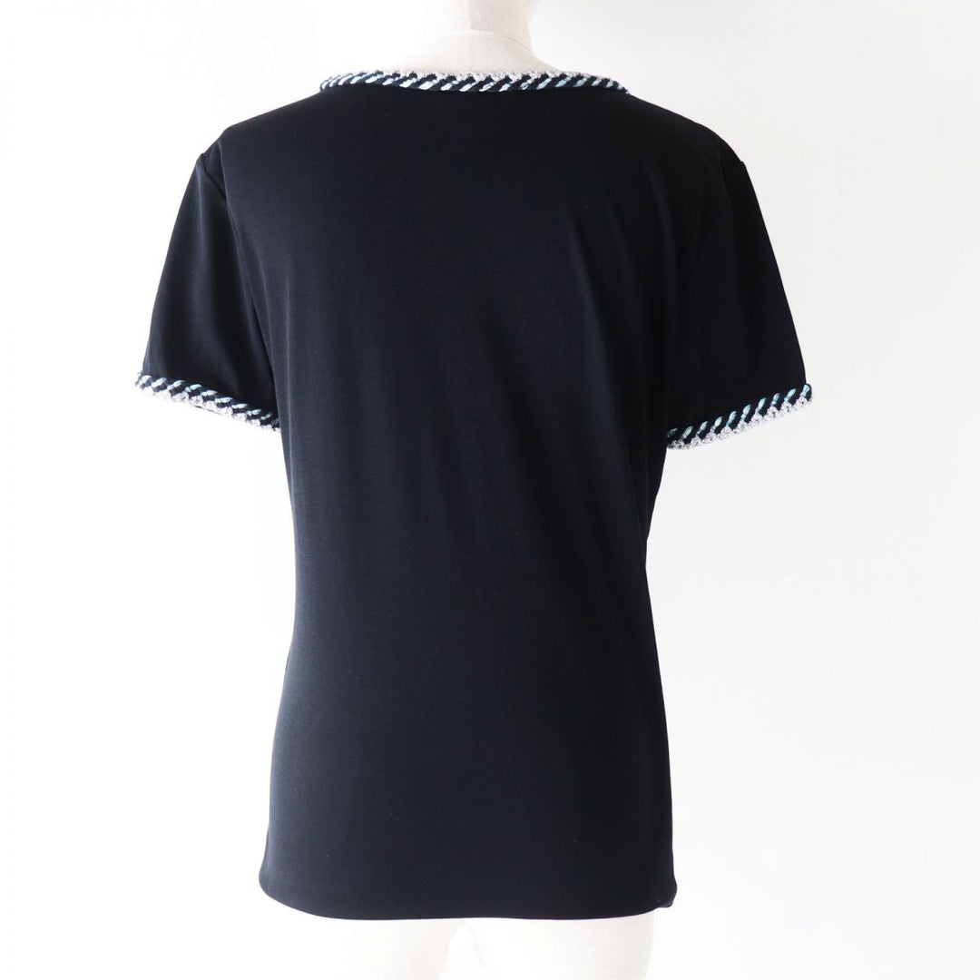 CHANEL Cut cotton Black x Light Blue x Silver (lame thread) 38