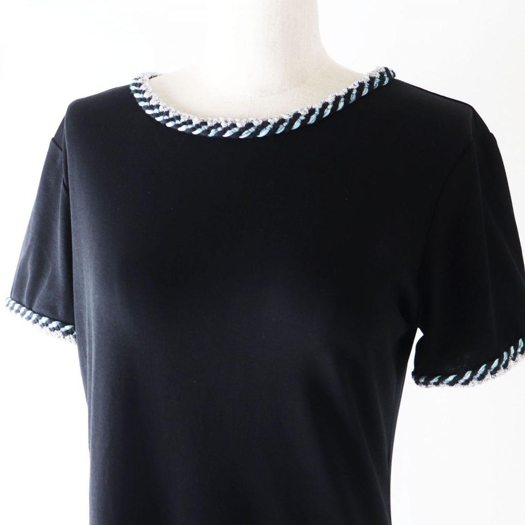 CHANEL Cut cotton Black x Light Blue x Silver (lame thread) 38