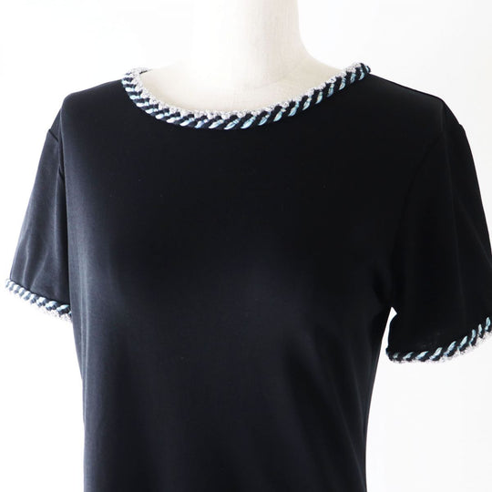 CHANEL Cut cotton Black x Light Blue x Silver (lame thread) 38