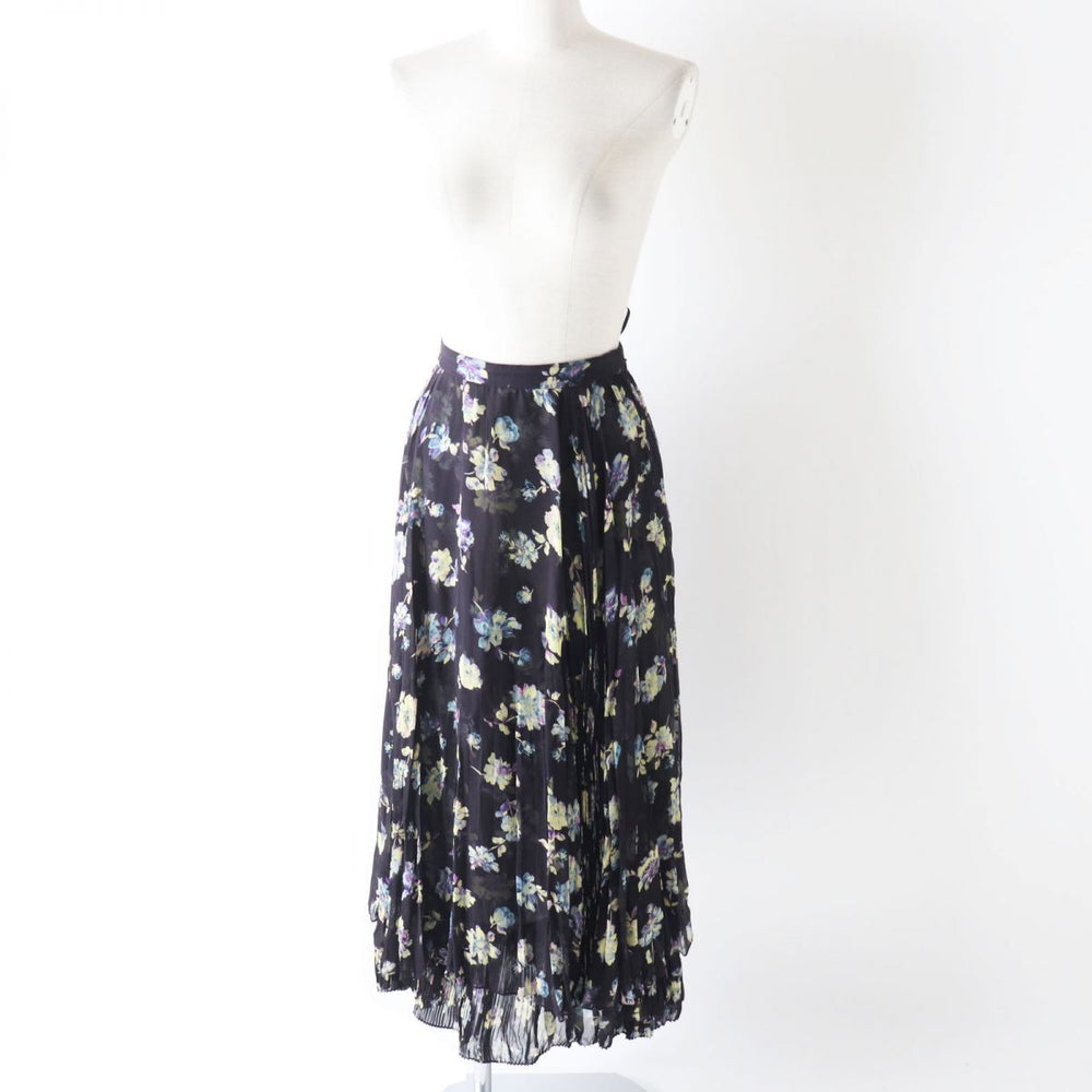 CELINE skirt silk Black x Multi<br>Floral print 40