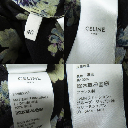 CELINE skirt silk Black x Multi<br>Floral print 40