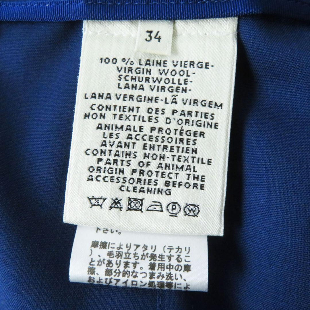 HERMES skirt wool Blue x Silver Metal 34