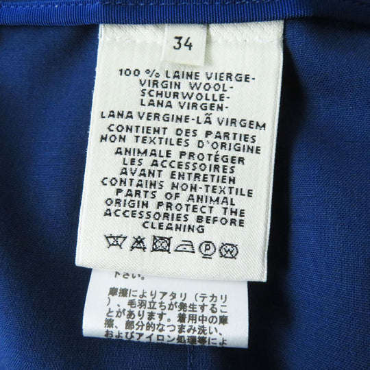 HERMES skirt wool Blue x Silver Metal 34