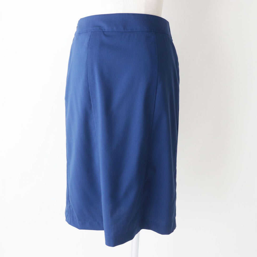 HERMES skirt wool Blue x Silver Metal 34